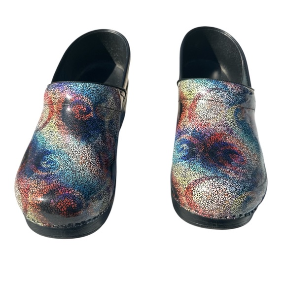 Dansko Multi Mosaic Rainbow Swirl Professional Clogs Women's US 7.5 8 EU 38 - Picture 2 of 10